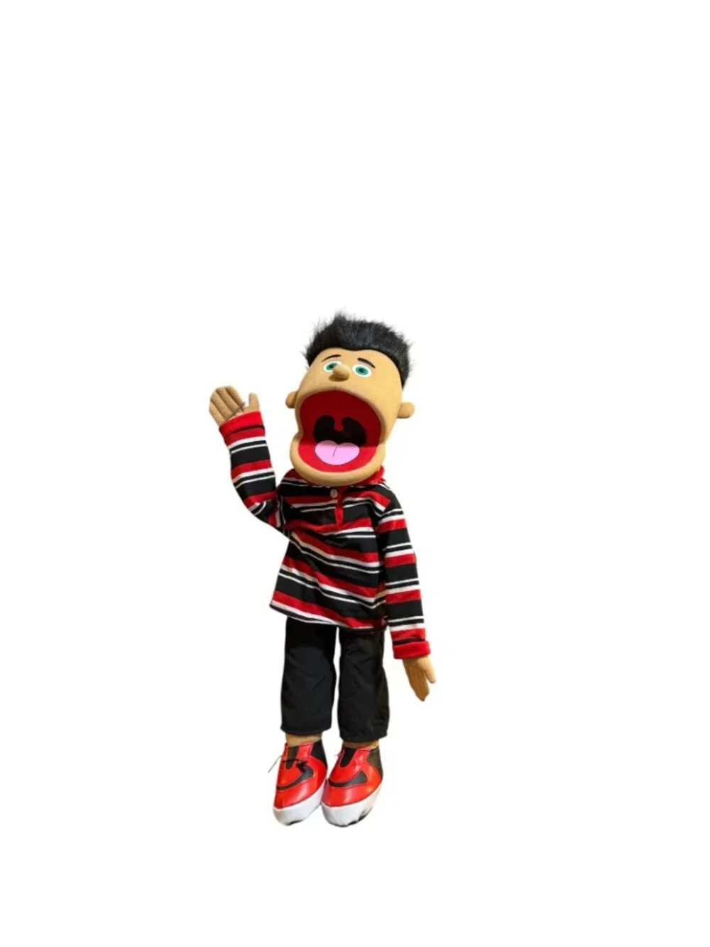 Silly Puppets 24" Jose Hand Puppet with Arm Rod Boy Striped Shirt Ethnic - Picture 2 of 10